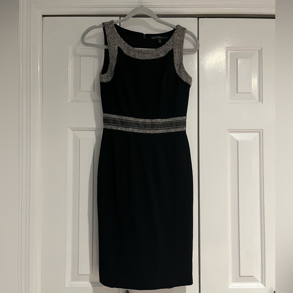 WHITE HOUSE BLACK MARKET MIDI BLACK DRESS